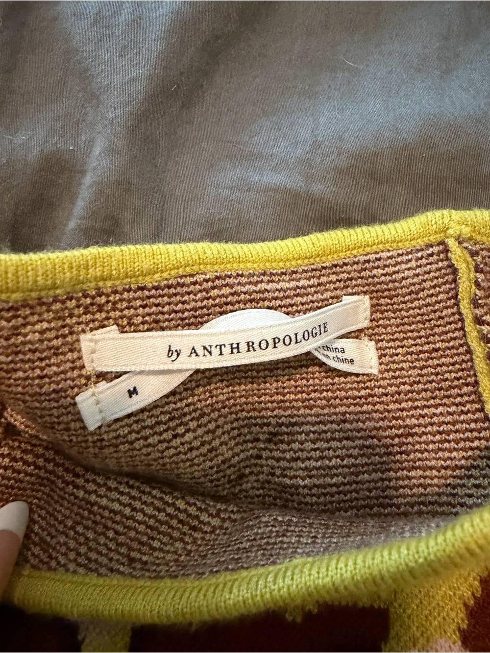 Anthropologie Lime Green Floral Knit Sweater - Picture 2 of 3